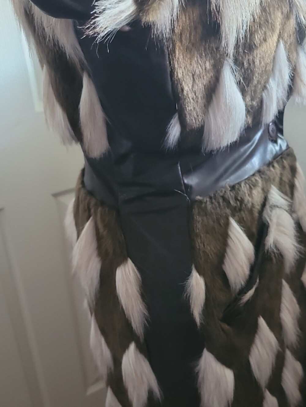 Betsey Johnson Brown and White Faux Fur Long Coat VINTAGE S COLLECTIBLE - Picture 9 of 17